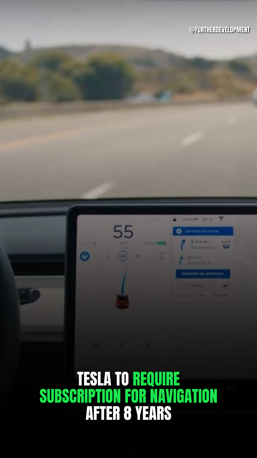 TESLA TO REQUIRE SUBSCRIPTION FOR NAVIGATION AFTER 8 yEARS