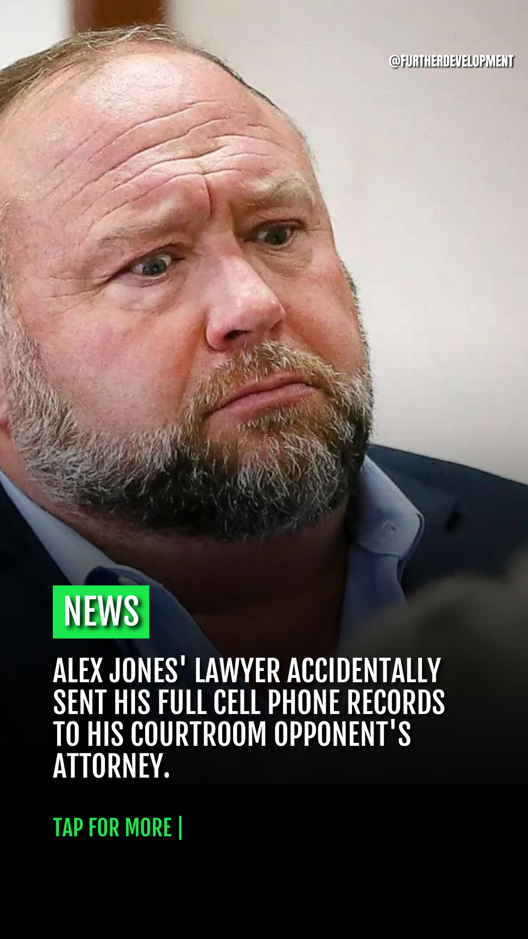 Alex Jones' lawyer accidentally sent his full cell phone records to his courtroom opponent's attorney.