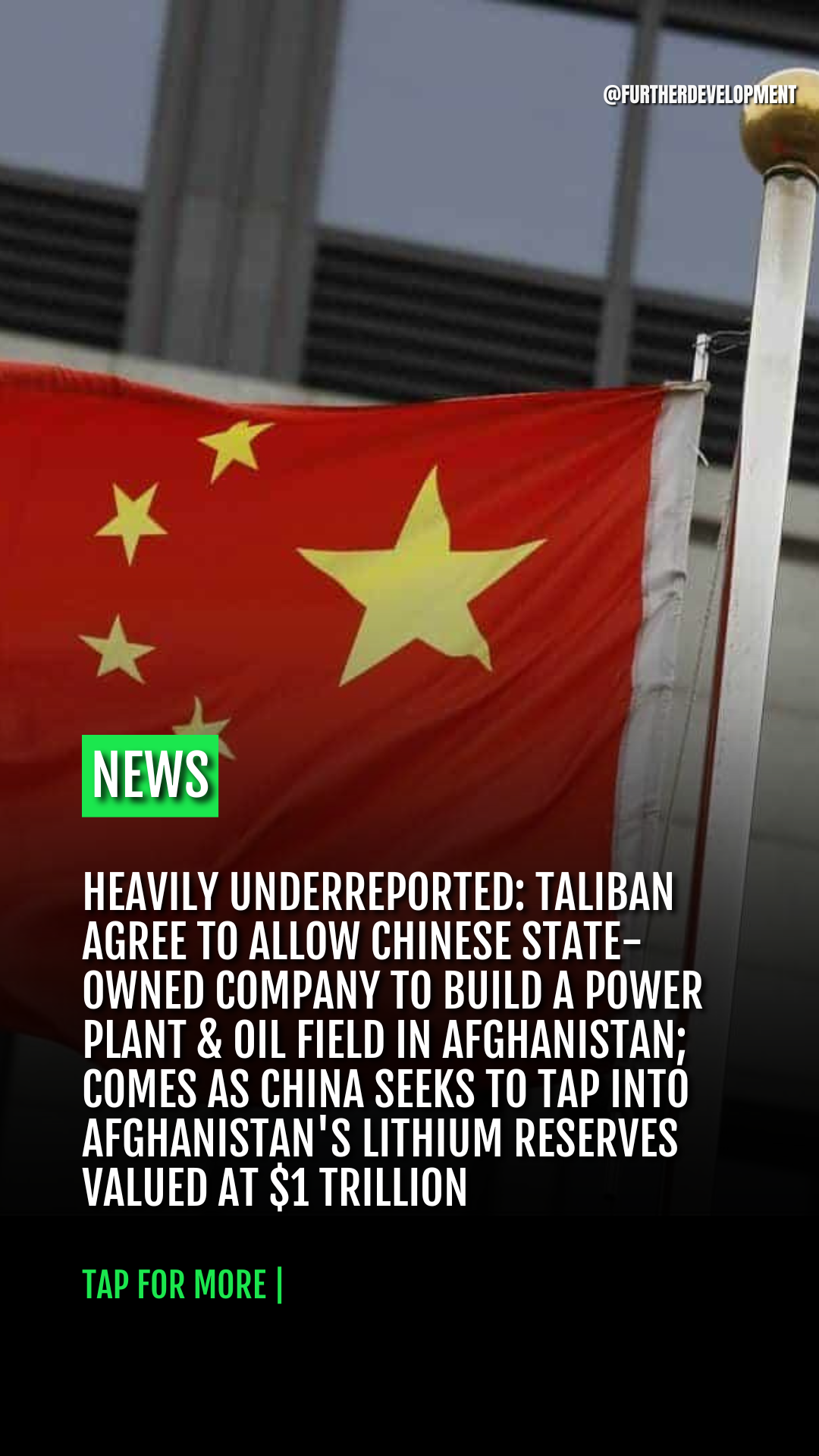 Heavily Underreported: Taliban agree to allow Chinese state-owned company to build a power plant & oil field in Afghanistan; comes as China seeks to tap into Afghanistan's lithium reserves valued at $1 trillion